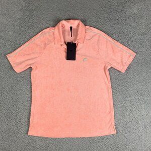 Fabletics Island Polo Shirt Mens Small‎ S Peach Towel Terry Short Sleeve NWT NEW